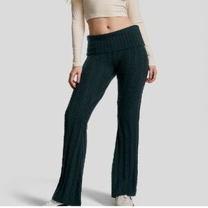 PINK Dark Green Cable Knit Pants